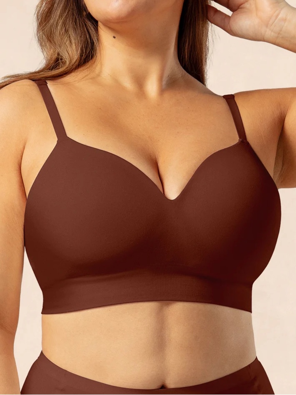 Truekind Seamless Wireless Bralette - Chocolate Brown - Size 2XL